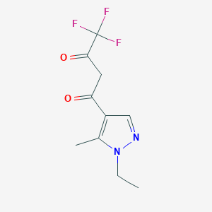 molecular formula C10H11F3N2O2 B2888480 1-(1-ethyl-5-methyl-1H-pyrazol-4-yl)-4,4,4-trifluorobutane-1,3-dione CAS No. 1005678-84-1