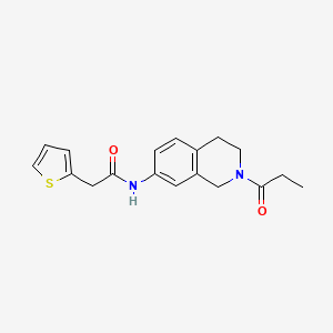 molecular formula C18H20N2O2S B2888482 N-(2-propionyl-1,2,3,4-tetrahydroisoquinolin-7-yl)-2-(thiophen-2-yl)acetamide CAS No. 955706-43-1