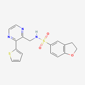 molecular formula C17H15N3O3S2 B2888484 N-((3-(thiophen-2-yl)pyrazin-2-yl)methyl)-2,3-dihydrobenzofuran-5-sulfonamide CAS No. 2034390-06-0