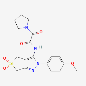 N-(2-(4-methoxyphenyl)-5,5-dioxido-4,6-dihydro-2H-thieno[3,4-c]pyrazol-3-yl)-2-oxo-2-(pyrrolidin-1-yl)acetamide