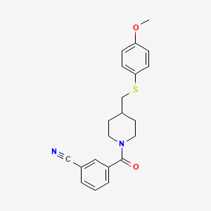 3-(4-(((4-Methoxyphenyl)thio)methyl)piperidine-1-carbonyl)benzonitrile