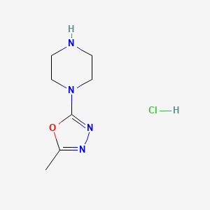 molecular formula C7H13ClN4O B2888500 1-(5-Methyl-1,3,4-oxadiazol-2-yl)piperazine hydrochloride CAS No. 1266694-06-7