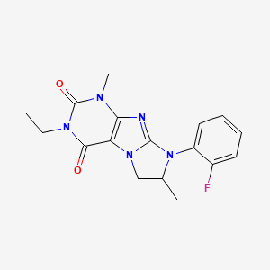molecular formula C17H16FN5O2 B2888512 2-Ethyl-6-(2-fluorophenyl)-4,7-dimethylpurino[7,8-a]imidazole-1,3-dione CAS No. 878729-39-6