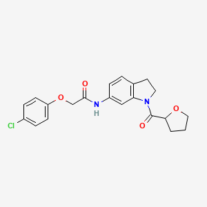 molecular formula C21H21ClN2O4 B2888515 2-(4-氯苯氧基)-N-(1-(四氢呋喃-2-羰基)吲哚啉-6-基)乙酰胺 CAS No. 1040657-17-7