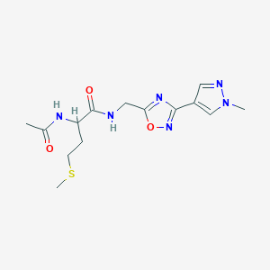 2-acetamido-N-((3-(1-methyl-1H-pyrazol-4-yl)-1,2,4-oxadiazol-5-yl)methyl)-4-(methylthio)butanamide