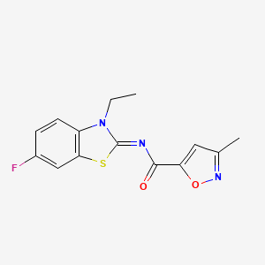 molecular formula C14H12FN3O2S B2888518 (E)-N-(3-乙基-6-氟苯并[d]噻唑-2(3H)-亚甲基)-3-甲基异恶唑-5-甲酰胺 CAS No. 946205-71-6