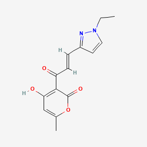 (E)-3-(3-(1-ethyl-1H-pyrazol-3-yl)acryloyl)-4-hydroxy-6-methyl-2H-pyran-2-one