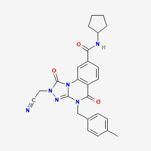 molecular formula C25H24N6O3 B2888557 2-(cyanomethyl)-N-cyclopentyl-4-(4-methylbenzyl)-1,5-dioxo-1,2,4,5-tetrahydro-[1,2,4]triazolo[4,3-a]quinazoline-8-carboxamide CAS No. 1224013-57-3
