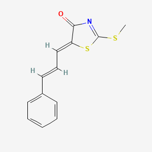 molecular formula C13H11NOS2 B2888571 (5Z)-2-methylsulfanyl-5-[(E)-3-phenylprop-2-enylidene]-1,3-thiazol-4-one CAS No. 34709-50-7