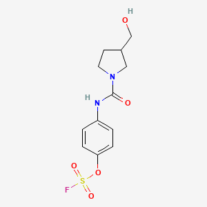 molecular formula C12H15FN2O5S B2888593 1-[(4-Fluorosulfonyloxyphenyl)carbamoyl]-3-(hydroxymethyl)pyrrolidine CAS No. 2411239-42-2