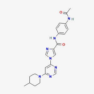 molecular formula C22H25N7O2 B2888594 N~4~-[4-(乙酰氨基)苯基]-1-[6-(4-甲基哌啶基)-4-嘧啶基]-1H-咪唑-4-甲酰胺 CAS No. 1251678-08-6