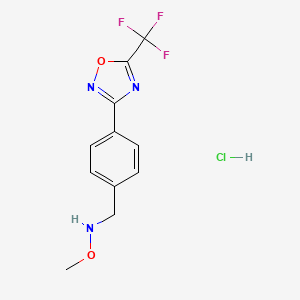 molecular formula C11H11ClF3N3O2 B2888598 N-Methoxy-1-[4-[5-(trifluoromethyl)-1,2,4-oxadiazol-3-yl]phenyl]methanamine;hydrochloride CAS No. 2287271-67-2