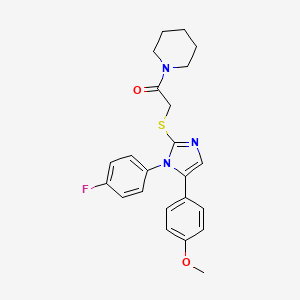 molecular formula C23H24FN3O2S B2888603 2-((1-(4-氟苯基)-5-(4-甲氧基苯基)-1H-咪唑-2-基)硫代)-1-(哌啶-1-基)乙酮 CAS No. 1207057-52-0