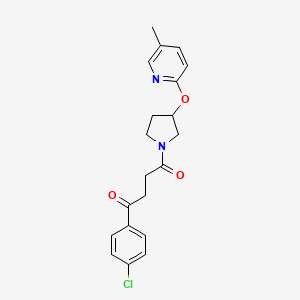 molecular formula C20H21ClN2O3 B2888604 1-(4-氯苯基)-4-(3-((5-甲基吡啶-2-基)氧基)吡咯烷-1-基)丁烷-1,4-二酮 CAS No. 1904097-57-9