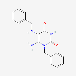 molecular formula C18H18N4O2 B2888605 6-Amino-1-benzyl-5-(benzylamino)-1,2,3,4-tetrahydropyrimidine-2,4-dione CAS No. 379725-34-5