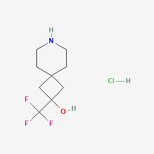 molecular formula C9H15ClF3NO B2888606 2-(三氟甲基)-7-氮杂螺[3.5]壬烷-2-醇；盐酸盐 CAS No. 2231674-25-0