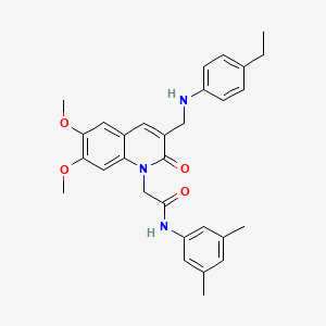 molecular formula C30H33N3O4 B2888609 N-(3,5-dimethylphenyl)-2-(3-(((4-ethylphenyl)amino)methyl)-6,7-dimethoxy-2-oxoquinolin-1(2H)-yl)acetamide CAS No. 893789-09-8