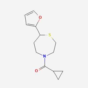 molecular formula C13H17NO2S B2888616 Cyclopropyl(7-(furan-2-yl)-1,4-thiazepan-4-yl)methanone CAS No. 1798515-89-5