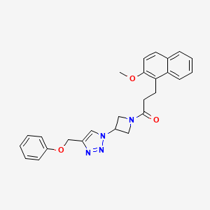 molecular formula C26H26N4O3 B2888621 3-(2-methoxynaphthalen-1-yl)-1-(3-(4-(phenoxymethyl)-1H-1,2,3-triazol-1-yl)azetidin-1-yl)propan-1-one CAS No. 2034248-52-5