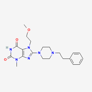 molecular formula C21H28N6O3 B2888627 7-(2-methoxyethyl)-3-methyl-8-(4-phenethylpiperazin-1-yl)-1H-purine-2,6(3H,7H)-dione CAS No. 878432-61-2