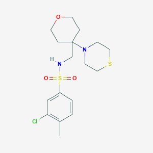 3-Chloro-4-methyl-N-[(4-thiomorpholin-4-yloxan-4-yl)methyl]benzenesulfonamide
