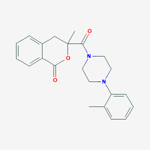 molecular formula C22H24N2O3 B2888639 3-Methyl-3-(4-(o-tolyl)piperazine-1-carbonyl)isochroman-1-one CAS No. 868213-12-1