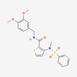 molecular formula C21H22N2O5S2 B2888646 N-(3,4-dimethoxybenzyl)-3-(N-methylphenylsulfonamido)thiophene-2-carboxamide CAS No. 1116017-32-3