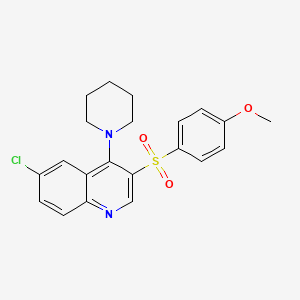 molecular formula C21H21ClN2O3S B2888656 6-Chloro-3-(4-methoxybenzenesulfonyl)-4-(piperidin-1-yl)quinoline CAS No. 867040-28-6