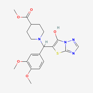 Methyl 1-((3,4-dimethoxyphenyl)(6-hydroxythiazolo[3,2-b][1,2,4]triazol-5-yl)methyl)piperidine-4-carboxylate