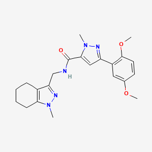 molecular formula C22H27N5O3 B2888662 3-(2,5-dimethoxyphenyl)-1-methyl-N-((1-methyl-4,5,6,7-tetrahydro-1H-indazol-3-yl)methyl)-1H-pyrazole-5-carboxamide CAS No. 1448072-06-7