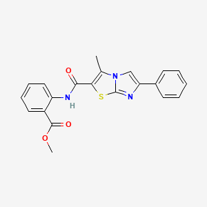 molecular formula C21H17N3O3S B2888702 Methyl 2-(3-methyl-6-phenylimidazo[2,1-b]thiazole-2-carboxamido)benzoate CAS No. 852133-56-3