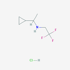 molecular formula C7H13ClF3N B2888705 (1-Cyclopropylethyl)(2,2,2-trifluoroethyl)amine hydrochloride CAS No. 1803600-88-5