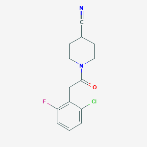 molecular formula C14H14ClFN2O B2888708 1-[2-(2-Chloro-6-fluorophenyl)acetyl]piperidine-4-carbonitrile CAS No. 1378455-99-2