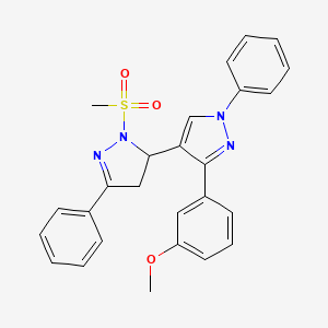 molecular formula C26H24N4O3S B2888715 2-甲磺酰基-3'-(3-甲氧基苯基)-1',5-二苯基-3,4-二氢-1'H,2H-3,4'-联吡唑 CAS No. 1017500-20-7