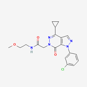molecular formula C19H20ClN5O3 B2888731 2-(1-(3-chlorophenyl)-4-cyclopropyl-7-oxo-1H-pyrazolo[3,4-d]pyridazin-6(7H)-yl)-N-(2-methoxyethyl)acetamide CAS No. 1105236-75-6