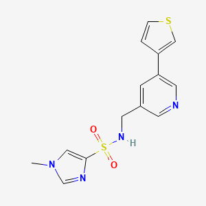 molecular formula C14H14N4O2S2 B2888733 1-methyl-N-((5-(thiophen-3-yl)pyridin-3-yl)methyl)-1H-imidazole-4-sulfonamide CAS No. 1798490-58-0