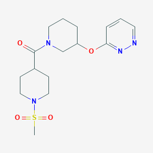 molecular formula C16H24N4O4S B2888747 (1-(甲磺酰基)哌啶-4-基)(3-(哒嗪-3-氧基)哌啶-1-基)甲酮 CAS No. 2034480-65-2