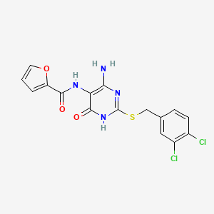 molecular formula C16H12Cl2N4O3S B2888751 N-(4-氨基-2-((3,4-二氯苄基)硫代)-6-氧代-1,6-二氢嘧啶-5-基)呋喃-2-甲酰胺 CAS No. 888424-88-2