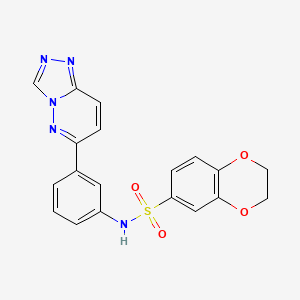 molecular formula C19H15N5O4S B2888754 N-(3-([1,2,4]三唑并[4,3-b]哒嗪-6-基)苯基)-2,3-二氢苯并[b][1,4]二噁英-6-磺酰胺 CAS No. 894068-59-8