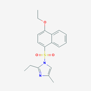 molecular formula C18H20N2O3S B288876 ethyl 4-[(2-ethyl-4-methyl-1H-imidazol-1-yl)sulfonyl]-1-naphthyl ether 