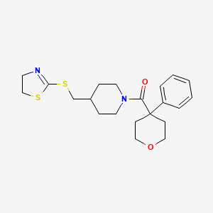 (4-(((4,5-dihydrothiazol-2-yl)thio)methyl)piperidin-1-yl)(4-phenyltetrahydro-2H-pyran-4-yl)methanone