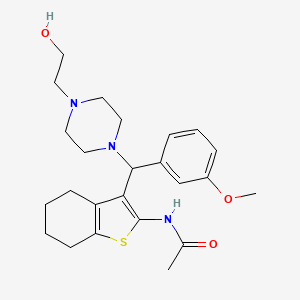 molecular formula C24H33N3O3S B2888768 N-(3-{[4-(2-羟乙基)哌嗪基](3-甲氧基苯基)甲基}-4,5,6,7-四氢苯并[b]噻吩-2-基)乙酰胺 CAS No. 867135-68-0