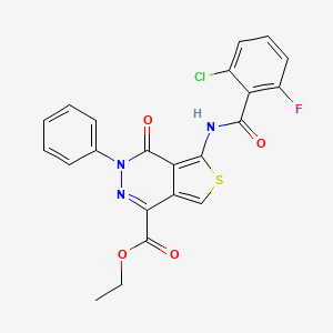 molecular formula C22H15ClFN3O4S B2888771 Ethyl 5-(2-chloro-6-fluorobenzamido)-4-oxo-3-phenyl-3,4-dihydrothieno[3,4-d]pyridazine-1-carboxylate CAS No. 851947-28-9