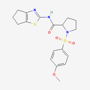 molecular formula C18H21N3O4S2 B2888776 N-(5,6-dihydro-4H-cyclopenta[d]thiazol-2-yl)-1-((4-methoxyphenyl)sulfonyl)pyrrolidine-2-carboxamide CAS No. 1049952-08-0