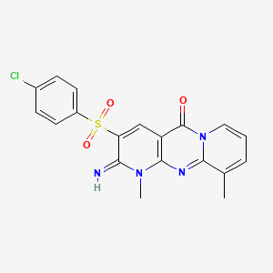 molecular formula C19H15ClN4O3S B2888777 3-((4-氯苯基)磺酰基)-2-亚氨基-1,10-二甲基-1H-二吡啶并[1,2-a:2',3'-d]嘧啶-5(2H)-酮 CAS No. 847183-91-9