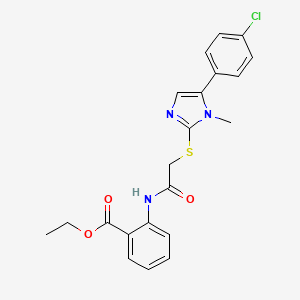 ethyl 2-(2-((5-(4-chlorophenyl)-1-methyl-1H-imidazol-2-yl)thio)acetamido)benzoate