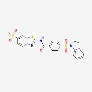 4-(indolin-1-ylsulfonyl)-N-(6-(methylsulfonyl)benzo[d]thiazol-2-yl)benzamide