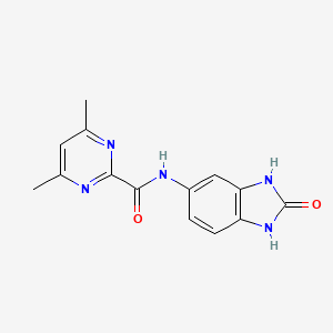 molecular formula C14H13N5O2 B2888792 4,6-Dimethyl-N-(2-oxo-1,3-dihydrobenzimidazol-5-yl)pyrimidine-2-carboxamide CAS No. 2415509-28-1