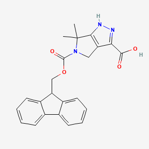 molecular formula C23H21N3O4 B2888809 5-(9H-芴-9-基甲氧羰基)-6,6-二甲基-1,4-二氢吡咯并[3,4-c]吡唑-3-羧酸 CAS No. 2247103-13-3