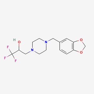 molecular formula C15H19F3N2O3 B2888812 3-[4-(1,3-苯并二氧杂环-5-基甲基)哌嗪基]-1,1,1-三氟-2-丙醇 CAS No. 866135-64-0